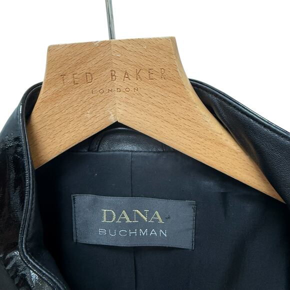 Dana Buchman Genuine Leather‎ Patent Trims Jacket Black Women’s Size 4 - Picture 7 of 10